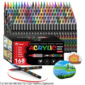 Acrylic Paint Marker Pen Set, 1 Box Waterproof Marker Pen for Rock, Wood, Fabric, Canvas, Glass, DIY Crafts, Art Supplies, Acrylic Paint Pens, Acrylic Markers