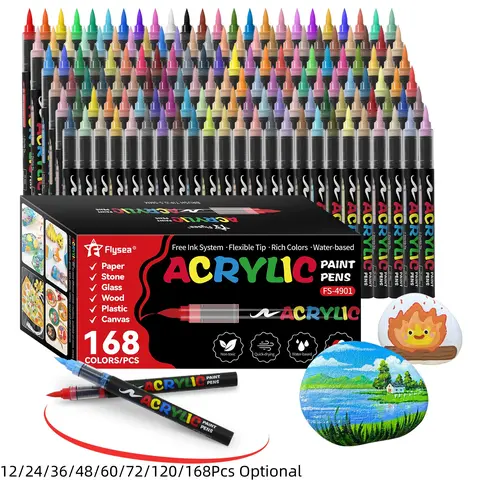 Acrylic Paint Marker Pen Set, Acrylic Painting Pen, 1 Box Waterproof Marker Pen for Rock, Wood, Fabric, Canvas, Glass, DIY Crafts, Arts And Crafts Supplies, Art Supplies, Art Materials, Acrylic Paint Pens, Acrylic Markers