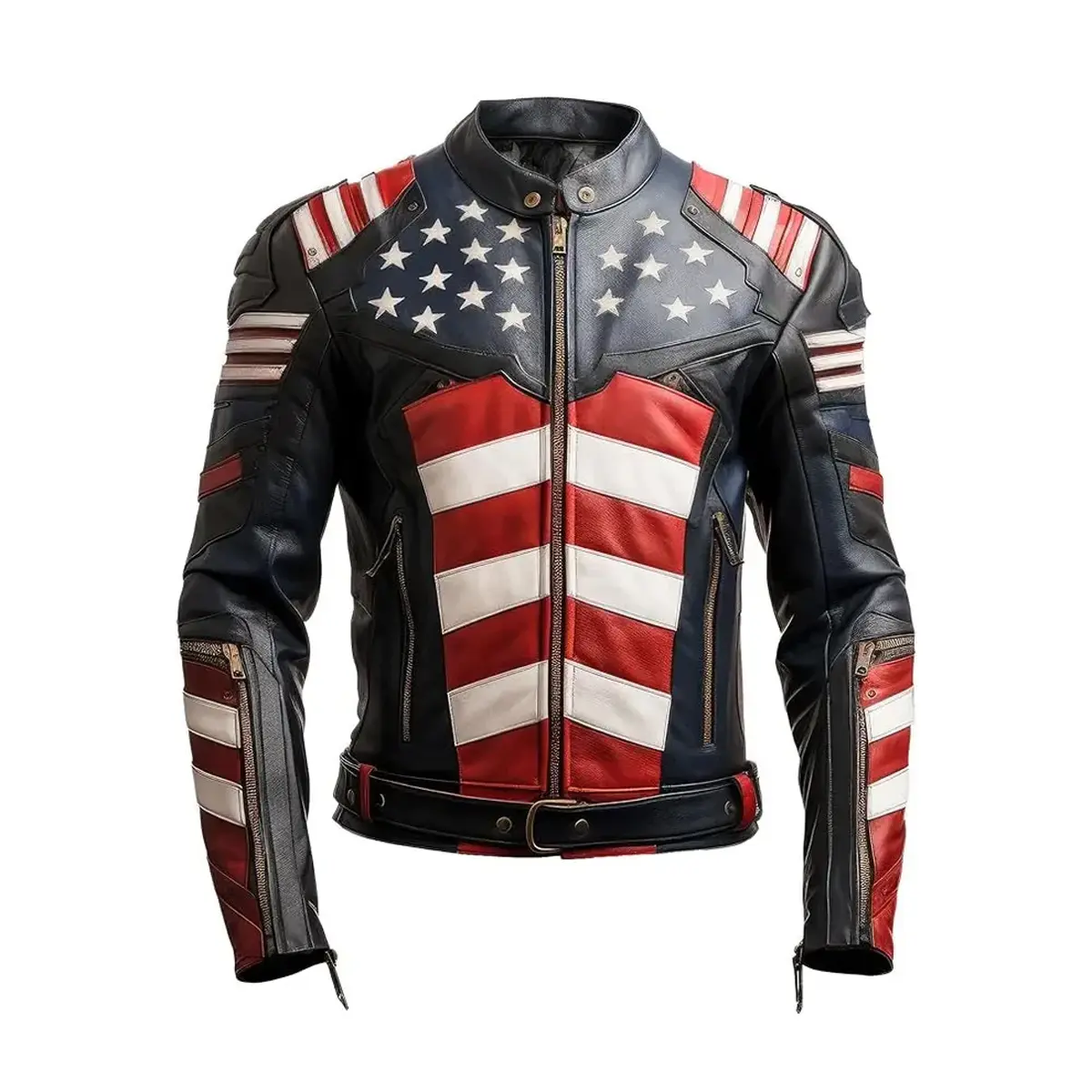 Men's Genuine Leather Jacket Inspired by American Flag jacket by Hide Crafts Biker Jacket Stylish