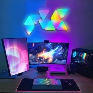 Triangle Lights LED Light Panels, Smart LED Wall Lights RGB Gaming Lights Rgb Led Effects with Remote, Gaming Room Decor Work with APP Control Music Sync for Bedroom/Living room,/gaming room,6 Pack