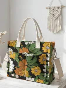 One floral print travel bag, large-capacity storage bag, wear-resistant and durable. Multi-pocket design for high space utilization, suitable for work, shopping, picnics and other occasions.