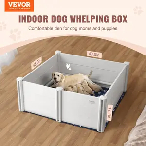 VEVOR  Dog Whelping Box 48 x 48 x 18.1in PVC with Rails Pee Pad for Dogs Puppies