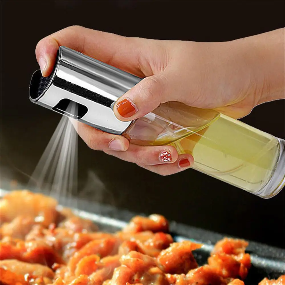 Household Oil Spray Bottle, 1 Count Clear Glass Olive Oil Sprayer, Portable Outdoor BBQ Oil Dispenser, Household Kitchen Utensil, Kitchen Accessories,