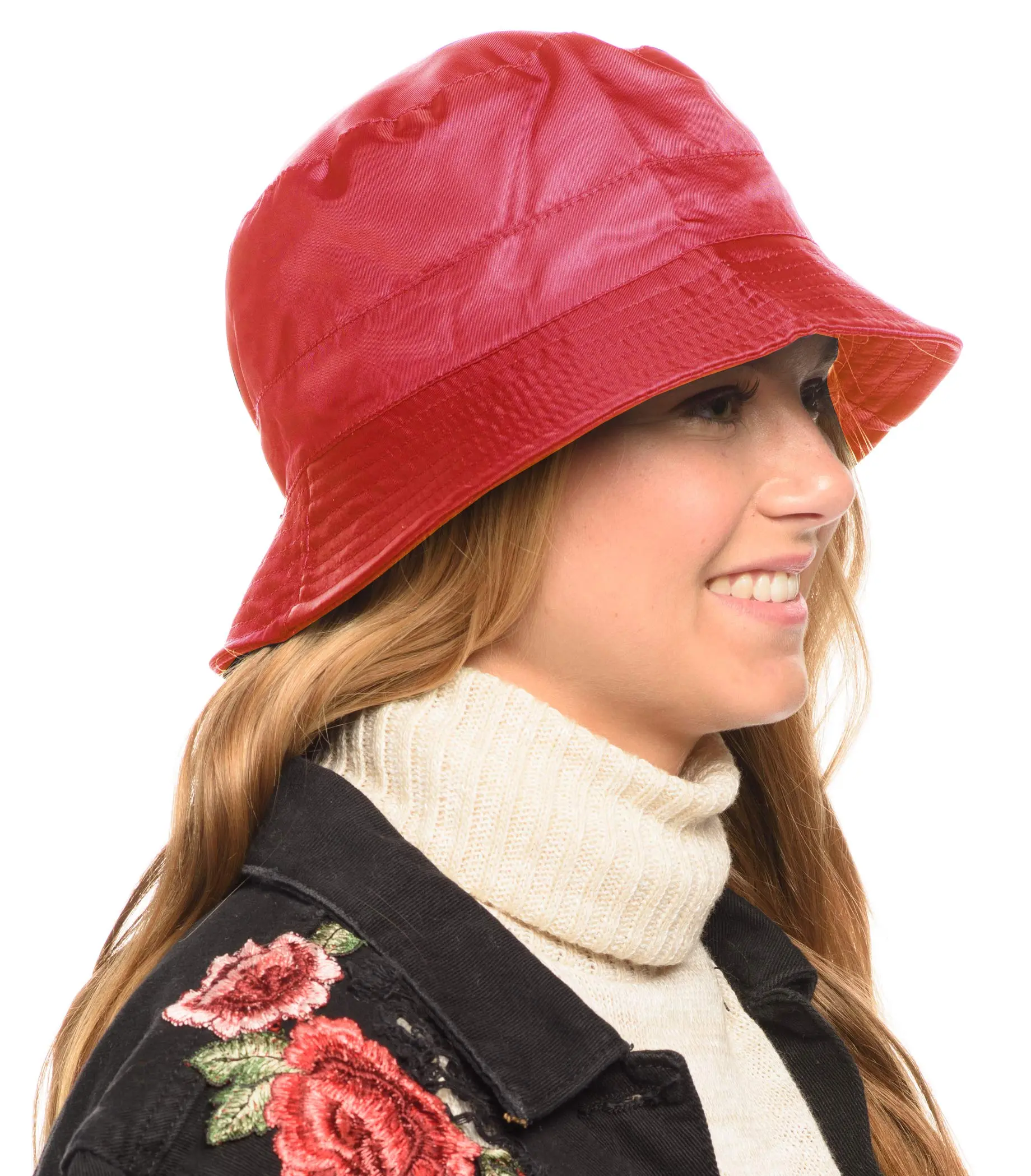 Adjustable Waterproof Bucket Rain Hat in Nylon, Easy to fold