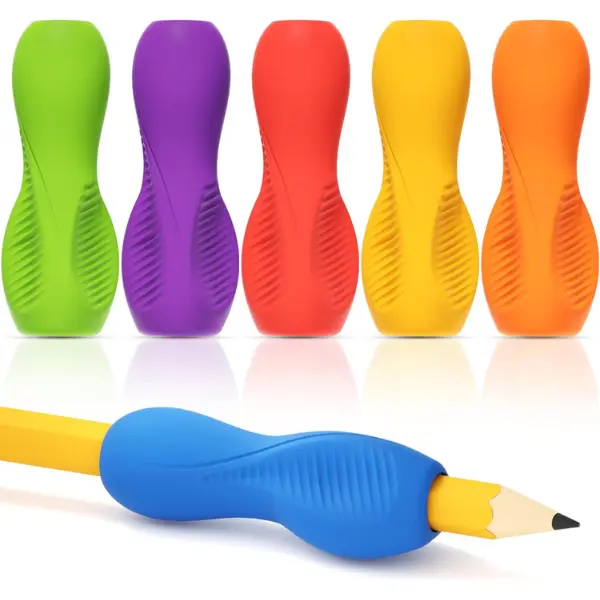 6 Pack Pencil Grips, Ergonomic Silicone Pencil Holder for Kids & Adults, Correct Writing Grip, Non Slip Design Summer Gift