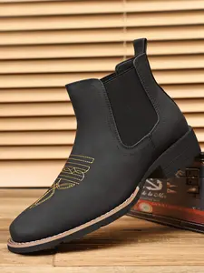 Men's Western Cowboy Boot Chelsea Denim Boots Square Toe, All-Season One-Step Work Casual Boots, Suitable for Men, Comfortable and Durable