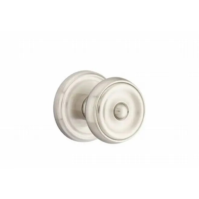 Waverly Brass Privacy Doorknob with Regular Rose, Satin Nickel Finish, 2-3/8" and 2-3/4" Backset Handleset