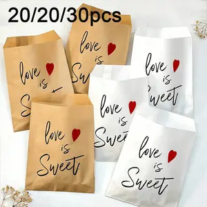 10/20/30 Count Sweet Gift Bags, Goodie Bags, Kraft Paper Bags for Wedding Decor, Party Favor Bags, Bridal Candy Wrappers, Perfect for Celebrations