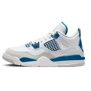 Little Kid's Jordan 4 Retro Off White/Military Blue (BQ7669 141)