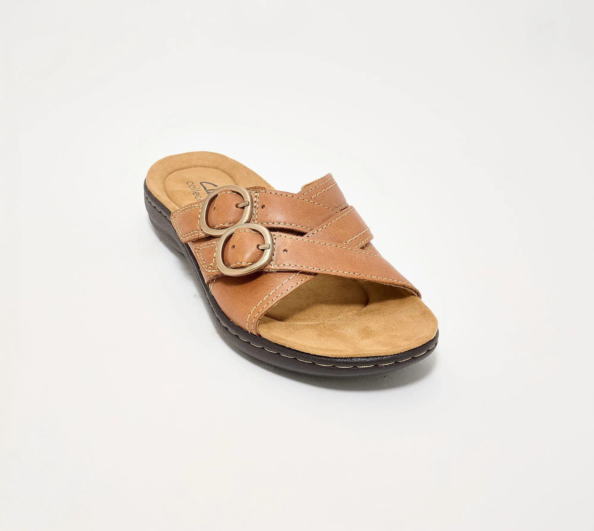 Clarks Collection Leather Slide Sandals -Laurieann Opal Clarks Collection Leather Slide Sandals -Laurieann Opal