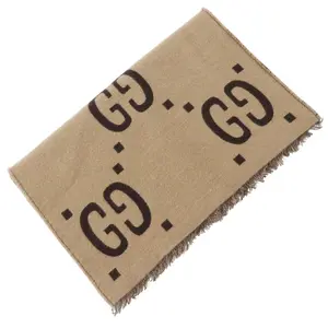 Pre-owned GUCCI Wool Small Leather Goods GG Jacquard Silk Scarf