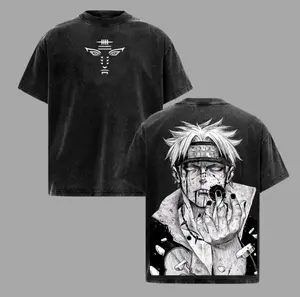Pain Nagato Rain Village Vintage Oversize Unisex Washed Tee, Anime Graphics Tee, Anime Outfit, Gym Shirt, Full Size, Full Color