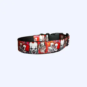 Pennywise Horror Movie IT 1 Inch Dog Collar Thick Ribbon Design Durable Nylon Webbing Various Sizes Handmade with Care