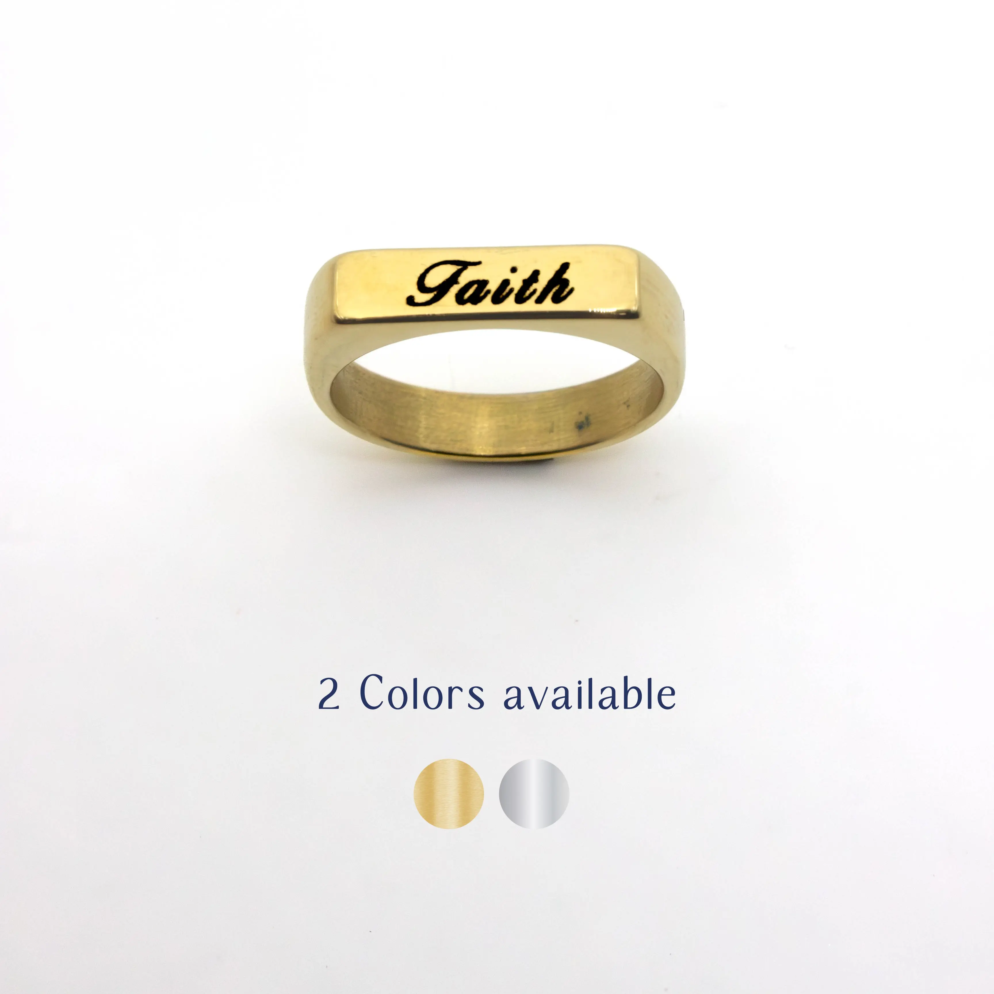 ENGRAVIA Rectangular Engraved Ring – Custom Name, Initial, or Special Word ENGRAVIA Rectangular Engraved Ring – Custom Name, Initial, or Special Word