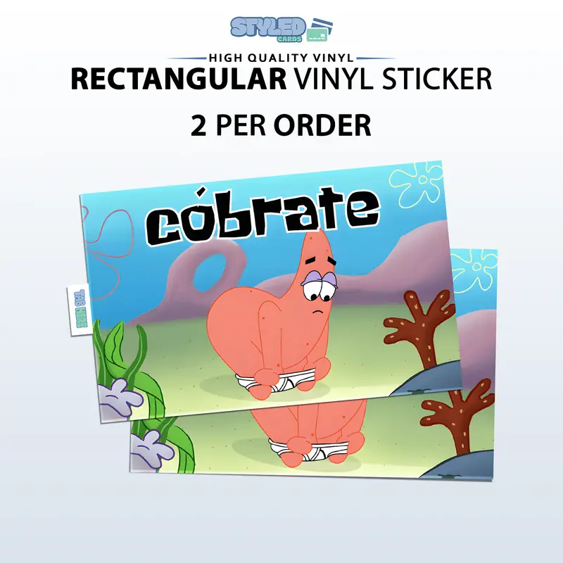 patrick star cobrate rectangular vinyl sticker