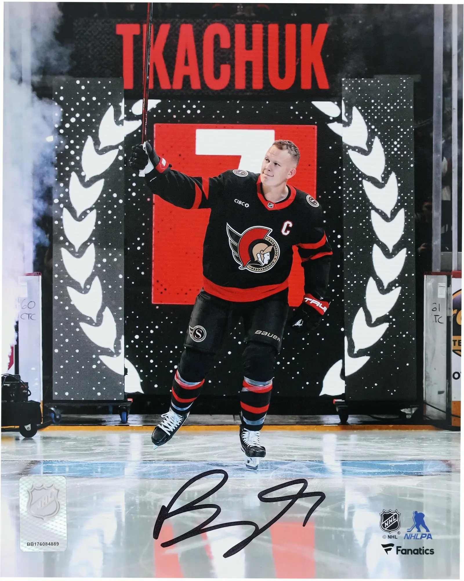 Brady Tkachuk Ottawa Senators Autographed 8" x 10" Pregame Saluting the Crowd Photograph - Fanatics Authentic Certified