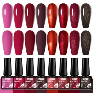 8pcs Red Brown Color Gel Nail Polish Set, Autumn Winter Popular Color Gel Polish, UV LED Lamp Needed, for Home Salon Nail Art, DIY Design Use, Perfect Gift for Nail Manicure Lovers