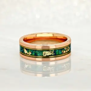 Tungsten Carbide Ring Rose gold plated with Opal - Men’s fashion Accessory