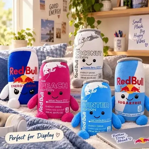8.7in Red Bull Energy Drink Can Plush Toy, Soft Plushies, Unique Cool Gifts for Gamers & Gifts for BF, Desktop Decor, Customizable DIY Specialty Supplies