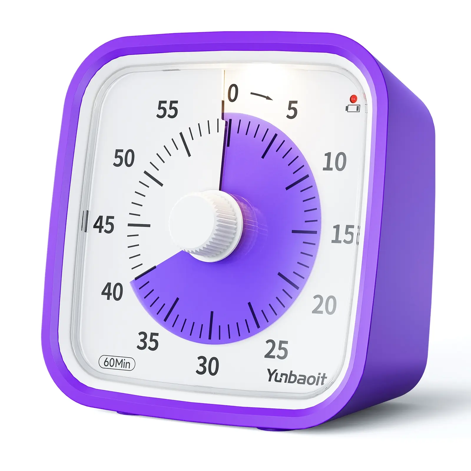 Visual Analog Timer Clock with Protective Case, Knob, Yunbaoit 60-Minute Countdown Tool for Kids & Adults, Silent No Ticking Low Battery Reminder, Effective Time Management, Protection