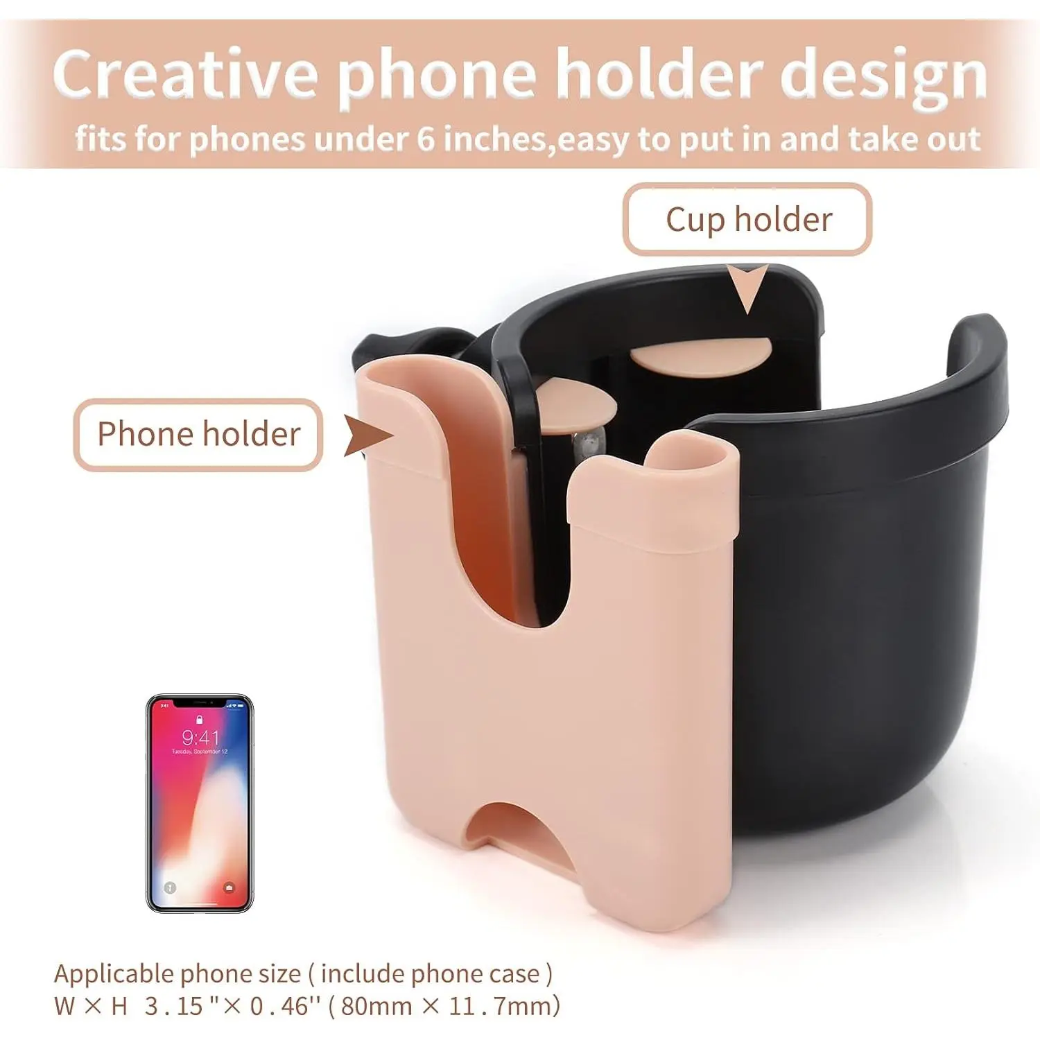 Stroller Cup Holder with Phone Holder, Bike Cup Holder, Universal Cup Holder for Uppababy Nuna Doona Strollers, 2-in-1 Cup Phone Holder for Stroller Bike Wheelchair Walker Accessory Stroller Cup Holder with Phone Holder, Bike Cup Holder, Universal Cup Holder for Uppababy Nuna Doona Strollers, 2-in-1 Cup Phone Holder for Stroller Bike Wheelchair Walker Accessory