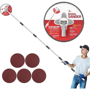 85 inch Drywall Pole Sander with Extension Pole, Manual 360 Circular Radial Sander includes 5pcs Wall Sanding Discs for Painting Projects
