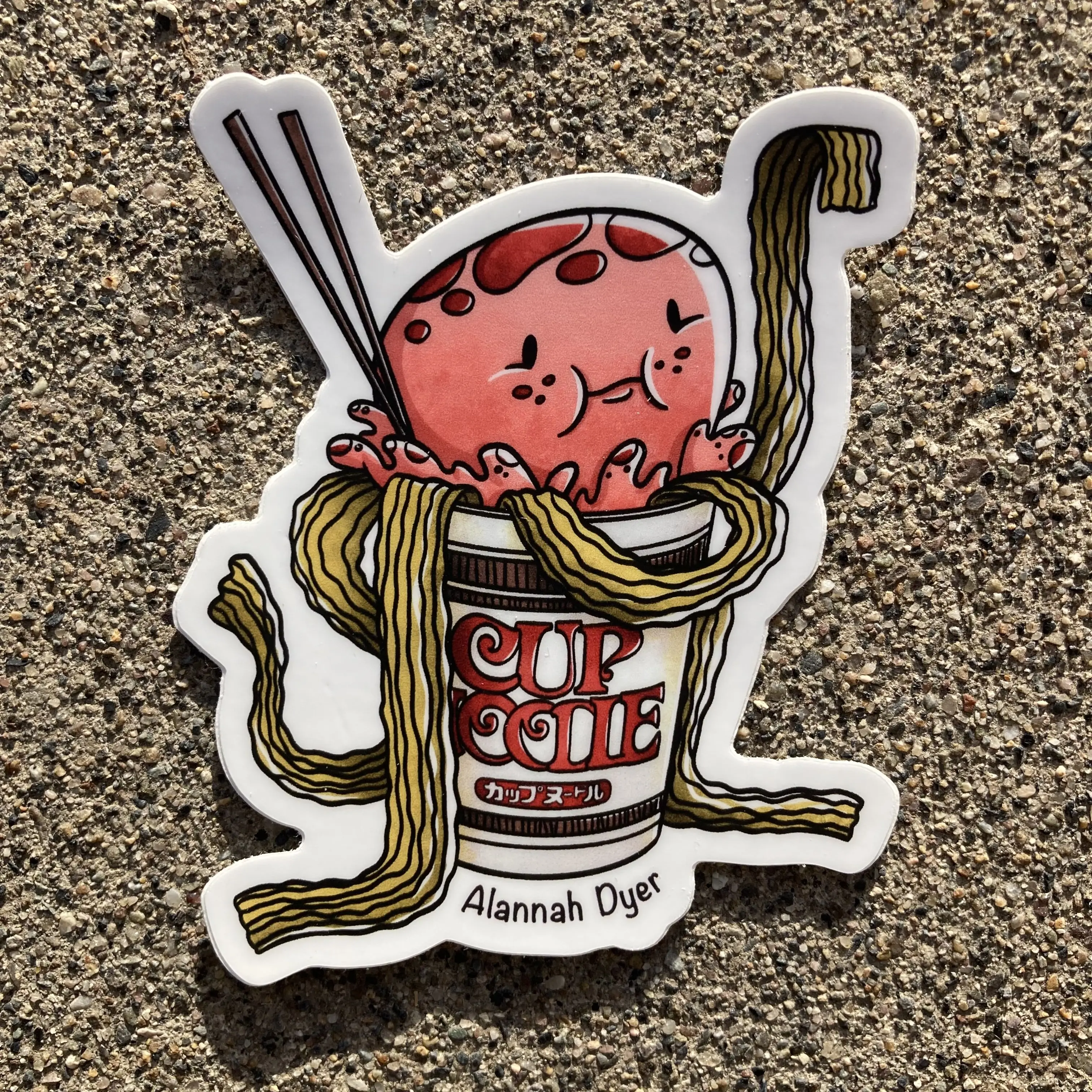Jellyfish O'Noodle Sticker | Cute Funny Cartoon Animal Silly stickers | 3" Water Bottle | Laptop |  College | Teen | Kids