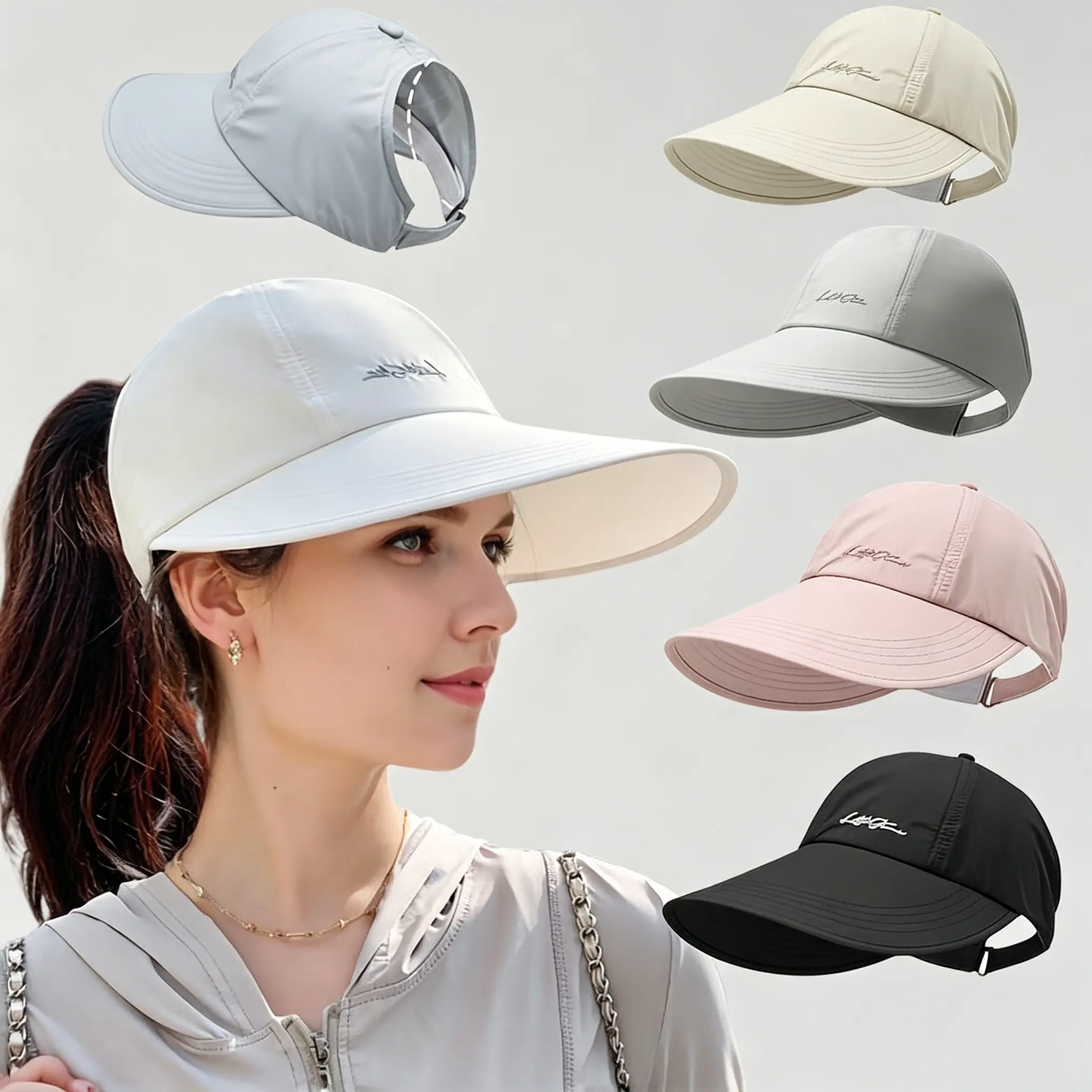 2-Pack UPF Sun Protection Baseball Hat for Men and Women - Lightweight, Adjustable Velcro Closure, Wide Brim Outdoor Sports Hat, All-Season Elastic Design (White/Gray/Black)