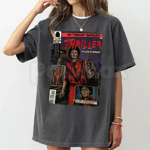 Comfort Colors Vintage Michael Jackson Comic T-Shirt – Retro King of Pop Thriller Shirt, 80s Pop Culture Graphic Tee, Iconic Music Fan Gift