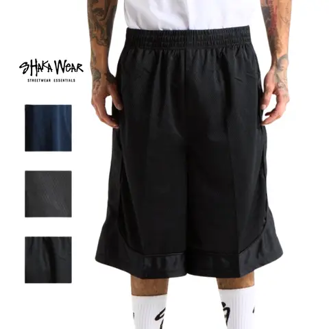 SHAKAWEAR Men's Lightweight Mesh Shorts - Above-the-Knee Athleisure Bottoms, Stylish Design, Comfortable Fit, Zippered Back Pocket, Versatile for Gym & Everyday Use, Shorts For Gym