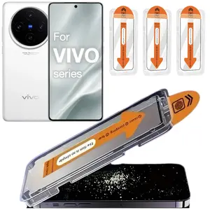 3Pcs For VIVO S20 S19 S16E S15E S12  S30 Pro Mini S10 S9 S7T S7 S7E S6 Y300t Y200t Y97 X200 X100S X70 X60 X50 V300 V100T  Series Tempered Glass Screen Protector Kit, Ultra HD 9h Hardness, Bubble-Free Easy Installation, Auto Alignment Technology