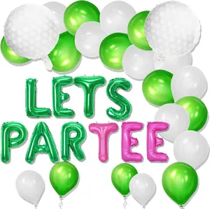 LaVenty Let's Partee Time Golf Party Decorations Lets Partee Golf Decoration Lets Partee Banner Sport Themed Party Supplies Green Balloons Men Boys Party Balloons Decoration outdoorfun