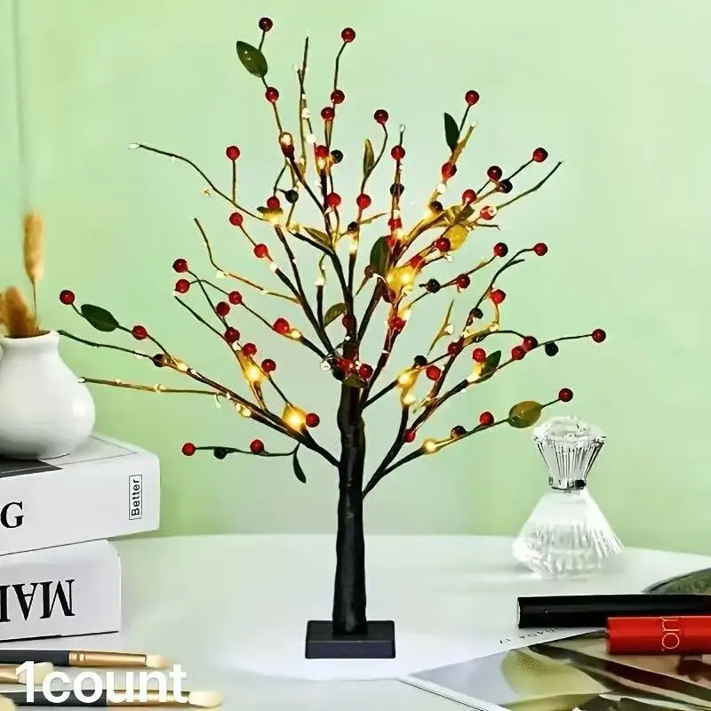 Seasonal LED Apple Tree Light, USB & Battery Powered, Indoor Outdoor Decor, Office Table Balcony Garden Wedding Party Lighting