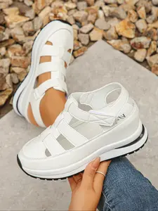 Women's Fashionable Plain Color Platform Sandals, Casual Comfortable Wedge Sandals for Summer, Lightweight Breathable Shoes for Daily Wear, Girl