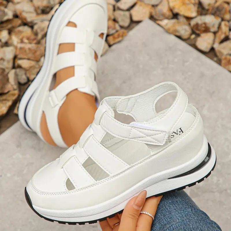 Women's Fashionable Plain Color Sandals, Casual Comfortable Wedge Sandals for Summer, Lightweight Breathable Shoes for Daily Wear, Girl, Ladies Sandal, Daily Wear Footwear