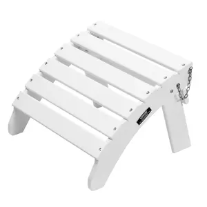 【fathersdaygift】VEVOR Adirondack Ottoman, 17.7L x 19.7W x 13.8H Inch HDPE Plastic Folding Adirondack Ottoman, Weather-Resistant Foot Rest for Adirondack Chair, Widely Used for Outside Porch Pool Lawn Backyard, White