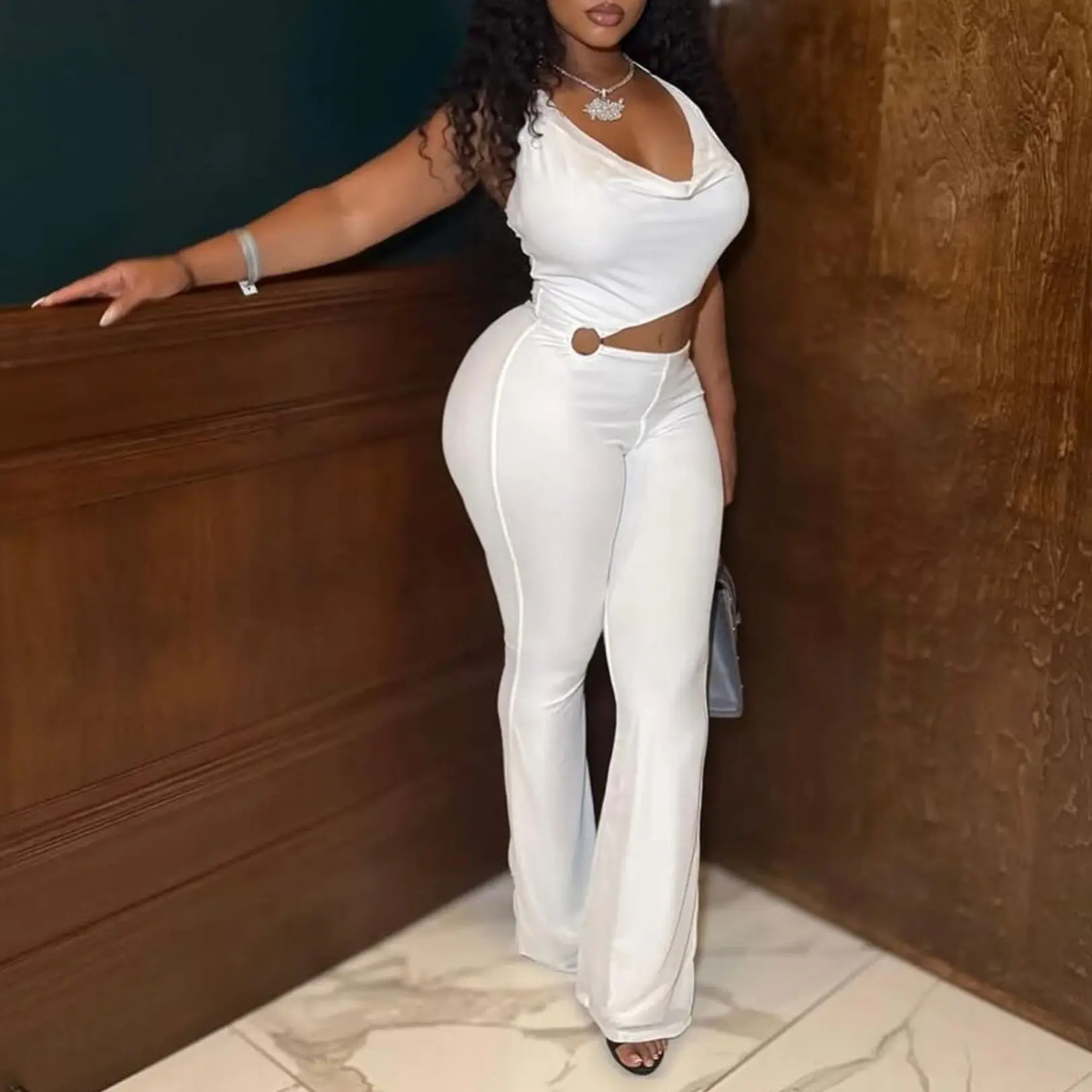 Women's Club Romper Sleeveless Hollow Halter Neck Bodycon Overalls Sexy Jumpsuit Chic Womenswear Style Fashion