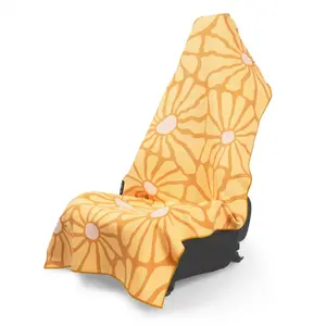 Vintage Daisy Floral Car Seat Cover Full Size Sweat Resistant Seat Protector Cute Retro Flower Design for Gym Beach Travel Everyday Use