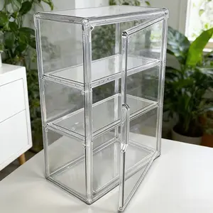 3-Tier Transparent Display Case with Magnetic Door - Heavy-Duty Acrylic Construction, No Assembly Required - Modern Design for Stores, Home Offices, and Collectibles - Space-Saving Organizer, Ideal for Thanksgiving, Christmas, Valentine's Day, and