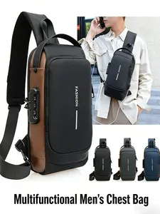 Trendy Casual, Stylish Crossbody Bag, Men's Business Sports Bag, Crossbody Bag, Shoulder Bag, Combination Lock Anti-Theft, Coin Purse, Suitable for Business, Commuting, And Travel, A Great Valentine's Day Gift for Husband or Boyfriend