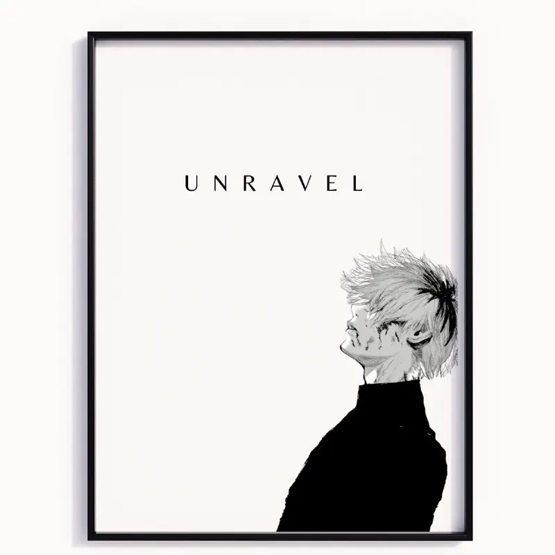 Manga Anime Poster Japanese Wall Art ,Tokyo Ghoul Anime Unframed Print, Ken Kaneki Japanese Manga Artwork Wall Decor, Vintage Minimalist Retro Aesthetic, Gift for Anime Fan