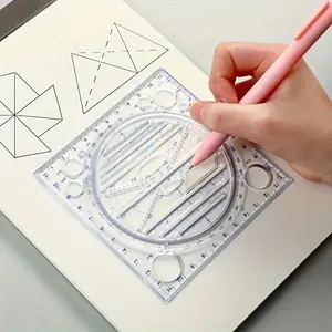 Multifunctional Rotating Drawing Template, Geometric Measurement Tool, Creative Art Ruler, Office Supplies, School Stationery