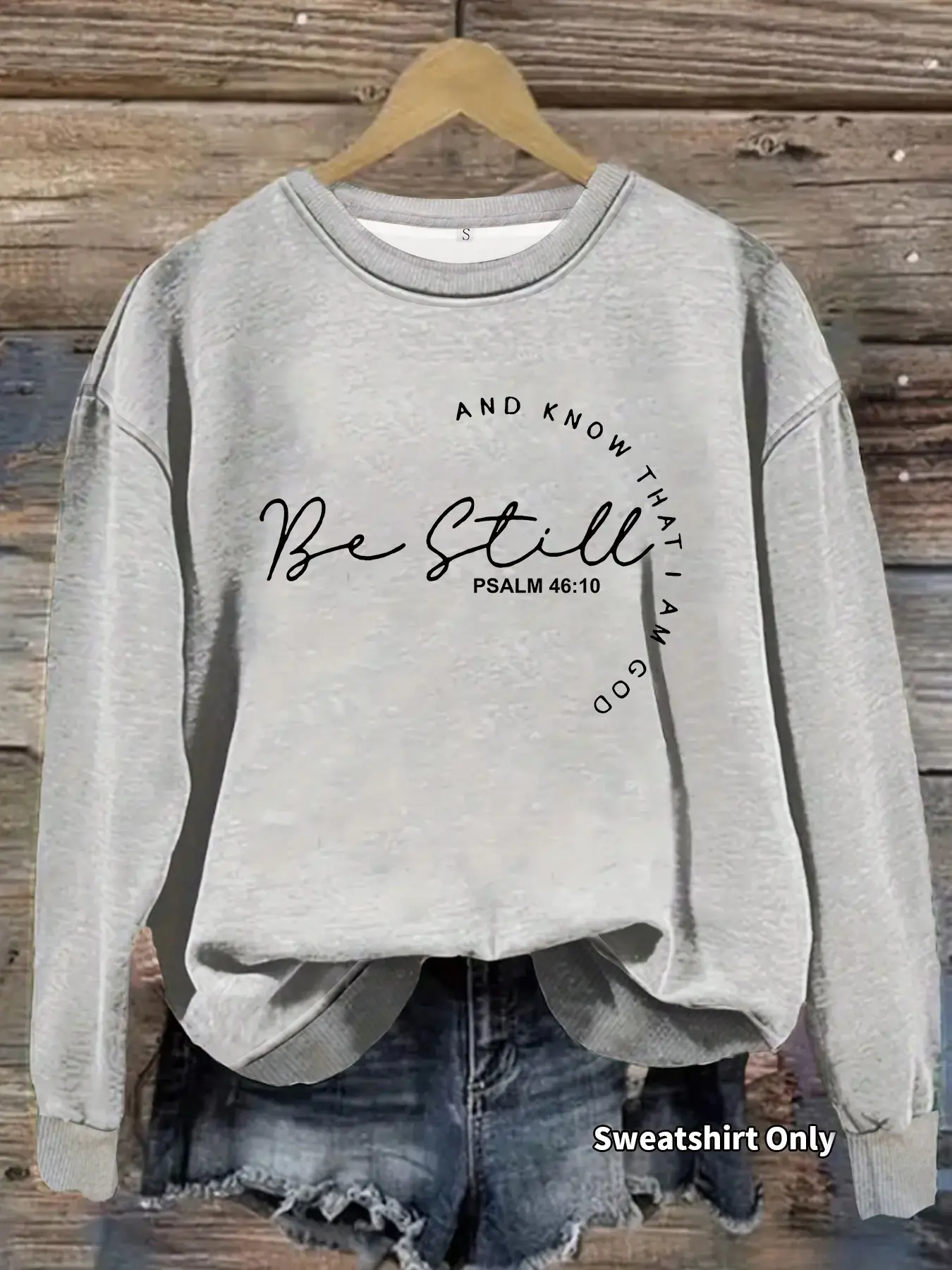 Women's Casual Everyday Fleece Sweatshirt Tops, Christian Quote Print, Round Neck, Long Sleeve, Comfortable & Stylish, All Seasons