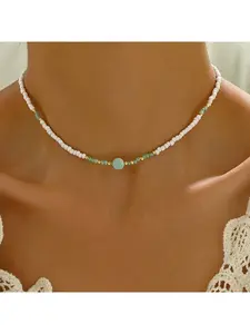 A Bohemian elegant and classic creative round bead hand-woven pearl necklace. Perfect for women's formal and daily wear. An ideal gift for family members on special occasions.