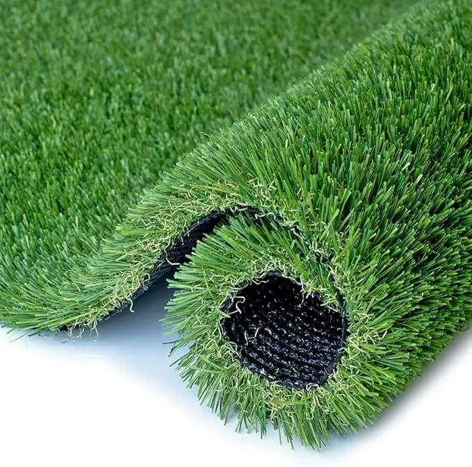 1.5-inch High-Density Rubber Artificial Grass Turf - Low-Maintenance, Quick-Dry Drain Synthetic Rug for Decorative Home Improvement, Casual Play Areas