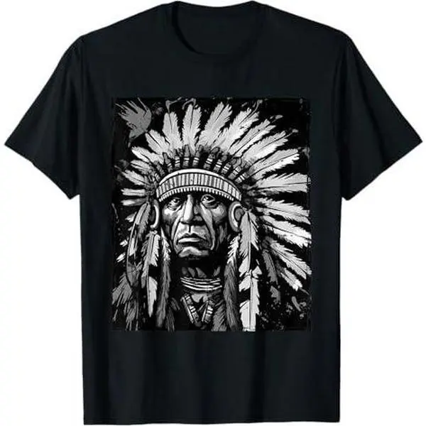 Apache Portrait Indian Chief Artwork Head T-Shirt