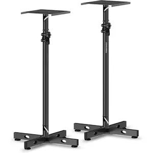 Set of 2 Studio  Stands Adjustable Height Speaker Stands with  Management