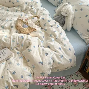 Starfish Bedding Sets, Bedroom Bedding Set, Starfish Whale Ocean Duvet Cover Set, White Blue Ocean Theme Comforter Cover Set, Soft Microfiber Beach Themed Quilt Cover, Summer Beach Room Decor, Decorative Bedding Set