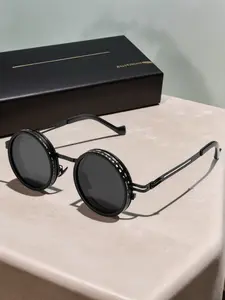 Adjustable Sunglasses with Uv400 Protection, Round Frame Metal Lenses, Stylish Unisex Eyewear for All Seasons, Fashion Accessories