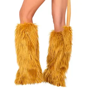 Roma Costume C121-Gold-O-S Womens Fur Boot Covers, Gold - One Size, Shoe, Footwear, Fur Cover